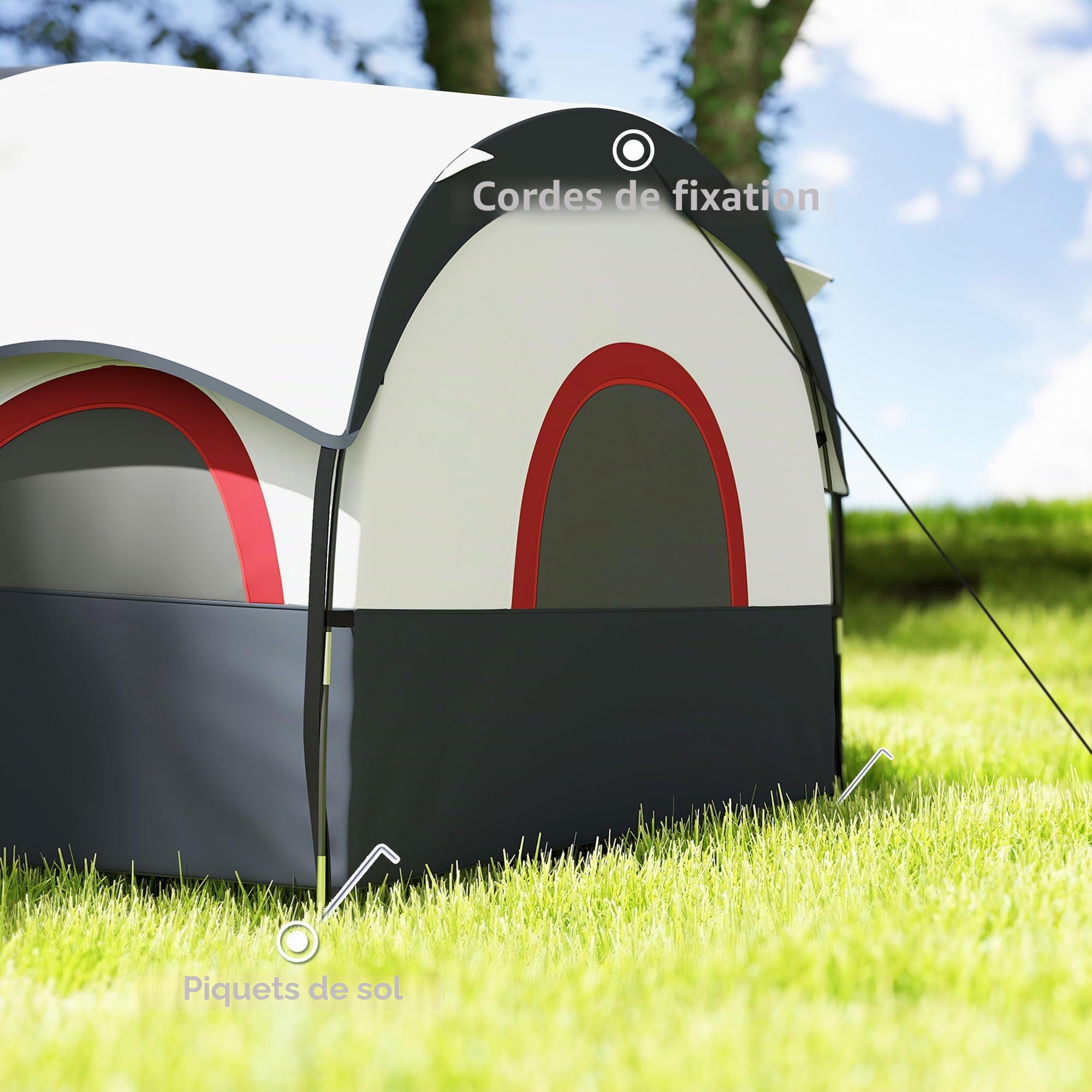 Outsunny Tente de camping familiale type tunnel pour 4-6 personnes imperméable 3000 mm Tente de camping pliable avec 2 chambres Sac pour randonnée 435 x 251 x 195 cm