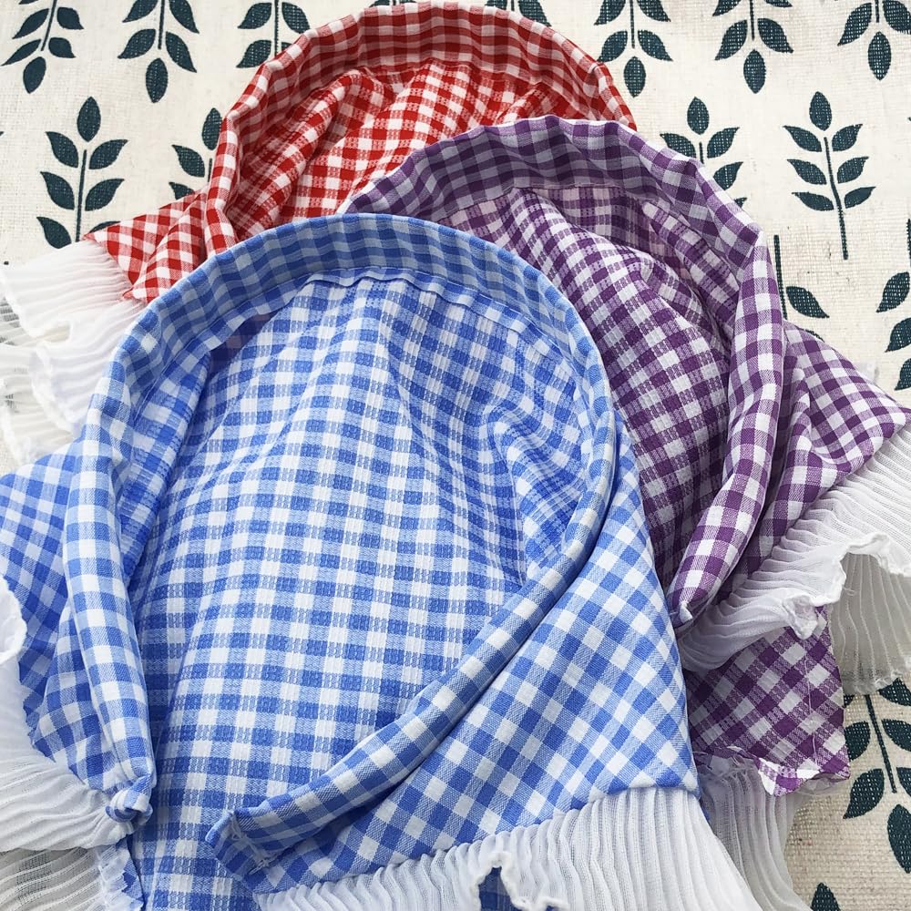 3PCS Hair Scarf Headband for Women,Gingham Hair Bandana, Non-Slip Soft Head Coverings Boho Triangle Bandana Turban - Image 7