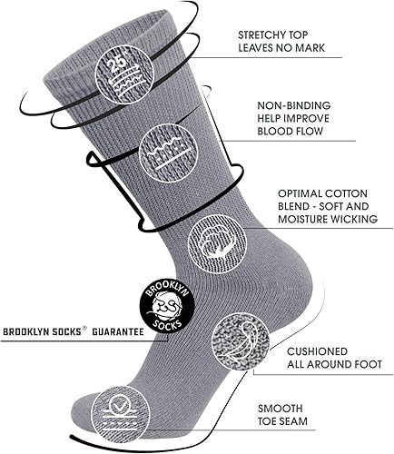 Vista 8 de 6 pares de calcetines de algodón para diabéticos no vinculantes para neuropatía (negro, se adapta a zapatos de hombre talla 12-14.5)