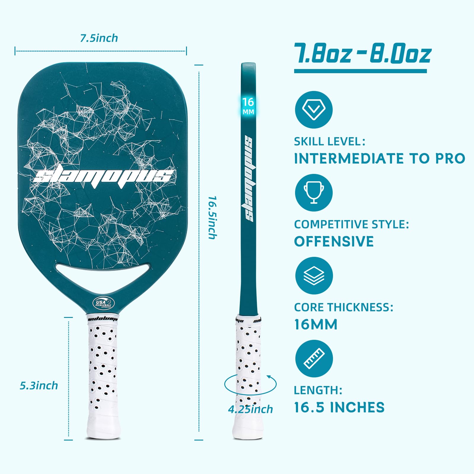 Amazon.co.jp: Slamopus Pro Pickleball Paddle | T700 Carbon Fiber