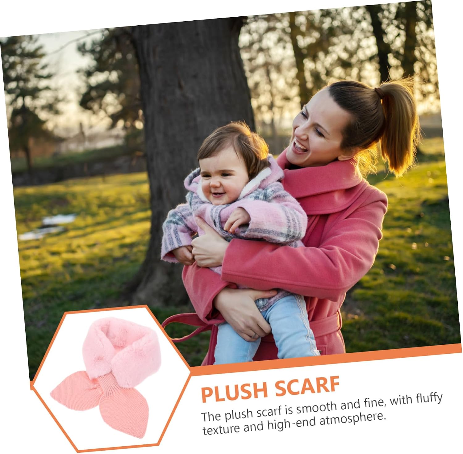 VALICLUD Xmas Plush Cross Neck Scarf for Girls, Pink Warm Neckerchief