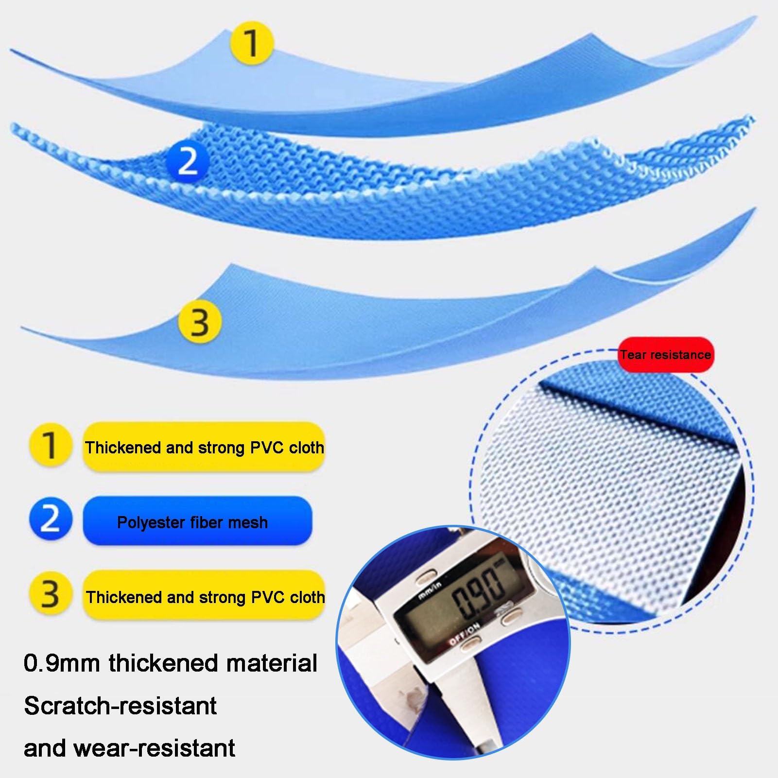 Piscina per pesci in tela fuori terra, vasca rotonda in PVC ispessimento con telaio resistente, grande stagno pieghevole in plastica resistente stagno per la coltura dell'acqua (1,8 x 0,6 m)
