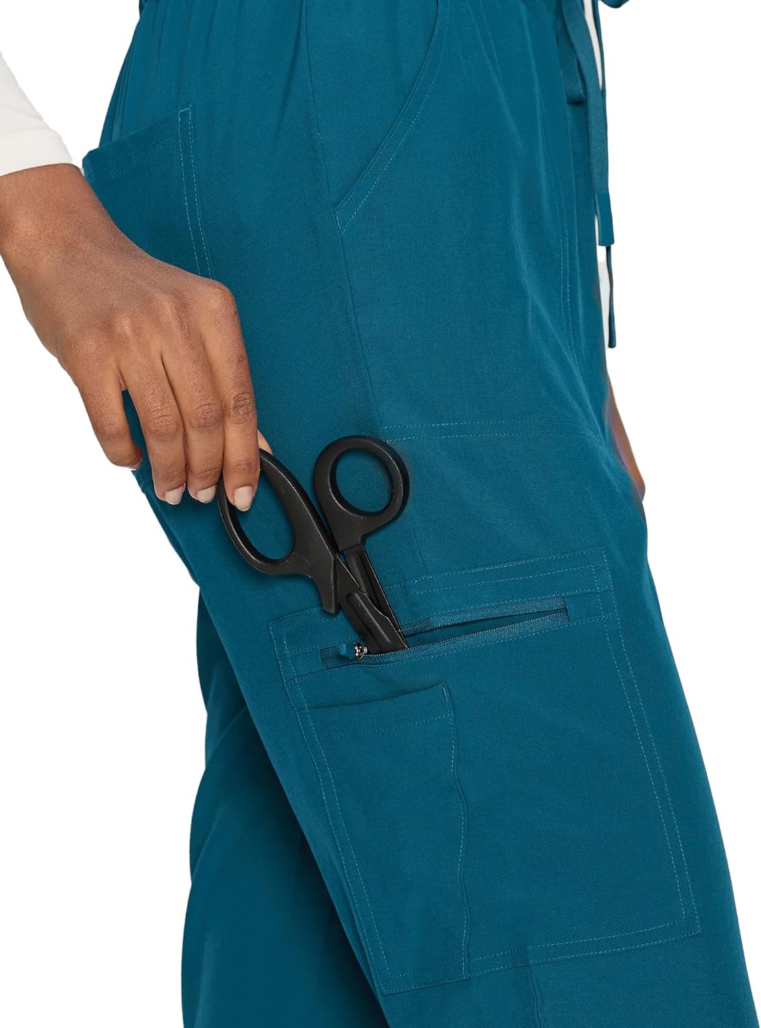 Scrubs for Women, V-Neck Scrubs Top & Cargo Pants with 12 Pockets, Yoga Waistband, 4 Way Stretch