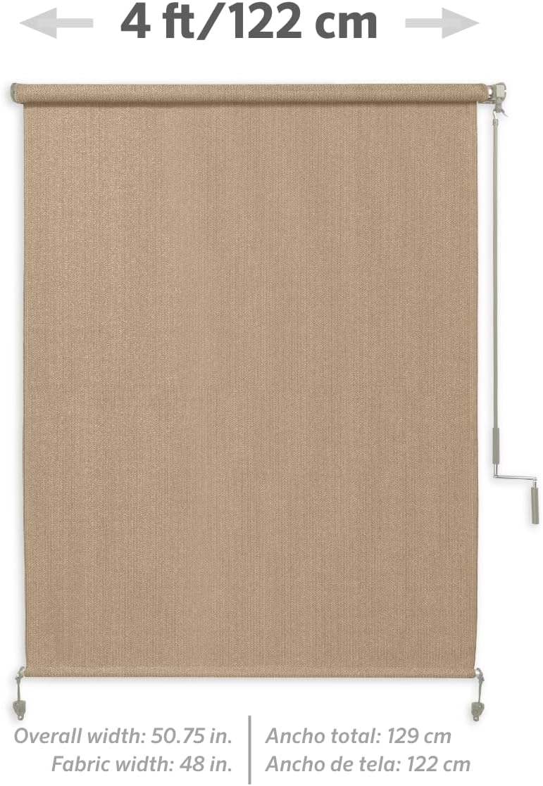 Coolaroo Outdoor Roller Shade with Wand - 90% UV Block Breathable Light Filtering Shade for Patio or Porch, Fade-Resistant, Mold-Resistant Easy-Clean Fabric, 4ft x 6ft, Southern Sunset