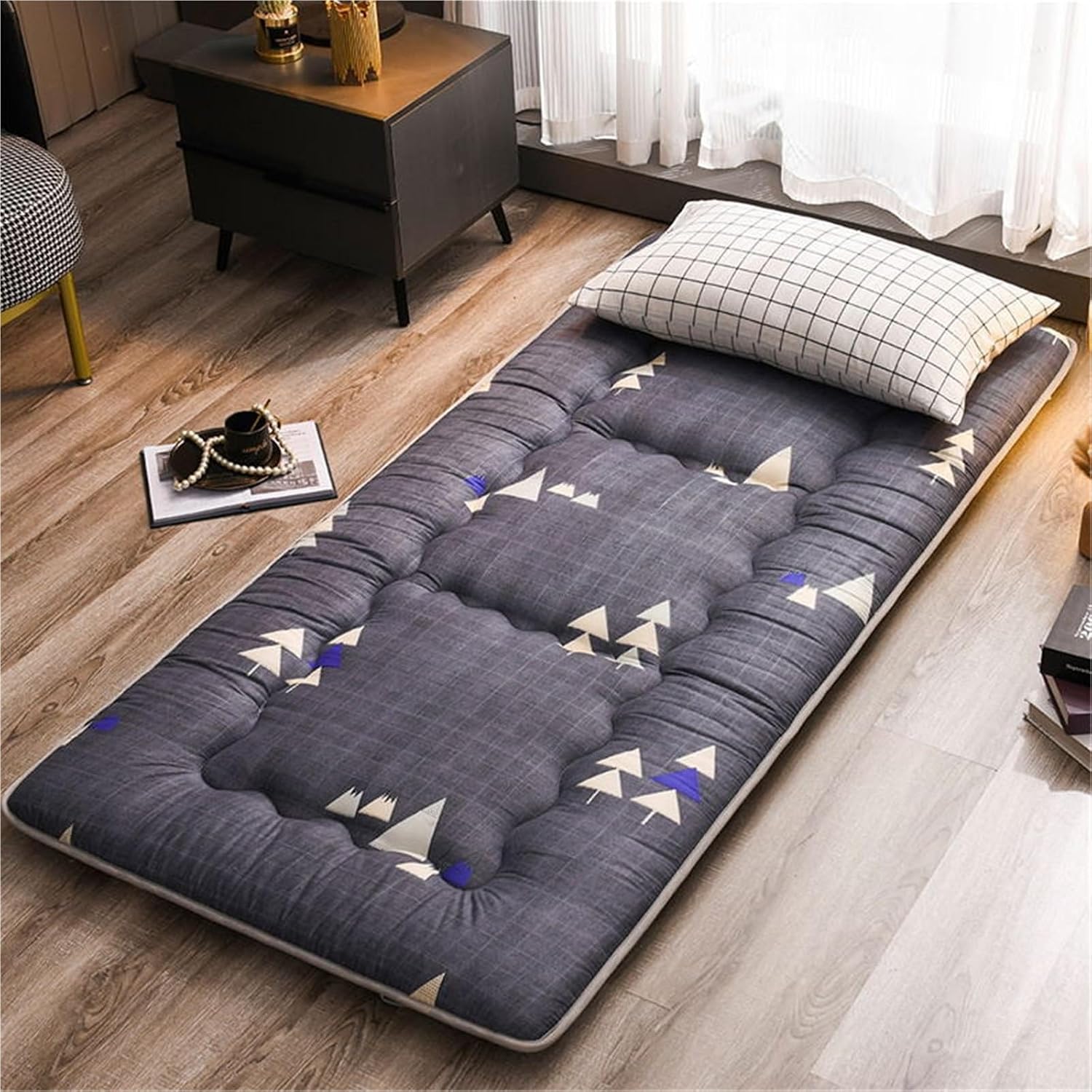 Portable Tatami Sleeping Mat Folding Thicken 4 Cm Soft Not-Slip Kids Mattress Japanese Futon Mattress Foldable Roll Up Mat Boys Girls Adult Student Dormitory Floor Pad