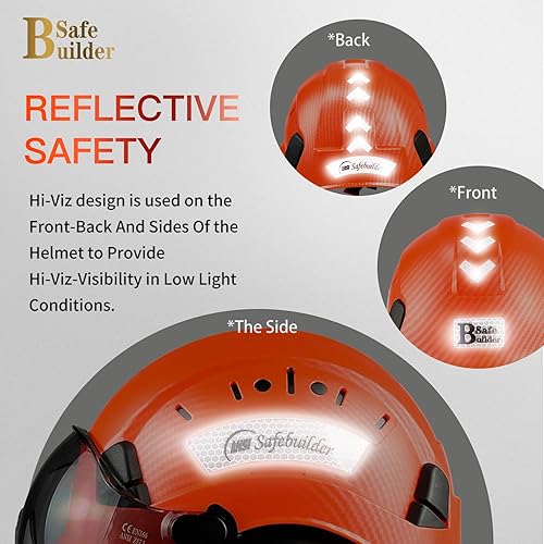 Vista 32 de Casco de seguridad para construcción con visera incorporada, casco duro ABS con visera ajustable, protección para la cabeza de trabajo ANSI/ISEA