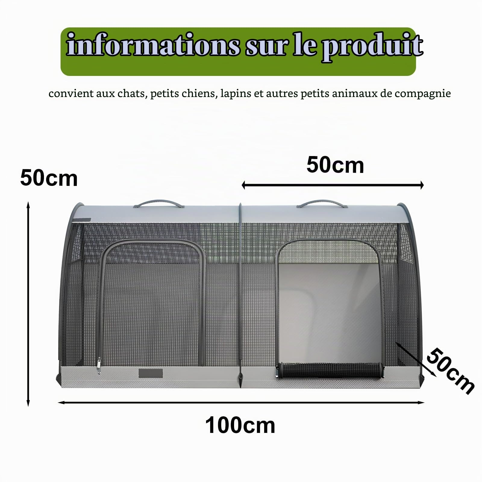 Siège auto pliable pour 2 chats ou petits chiens, siège auto étanche pour chien pour le dos, caisse de transport pour chats lavable pour pique-nique, voyage, tourisme 100X50X50