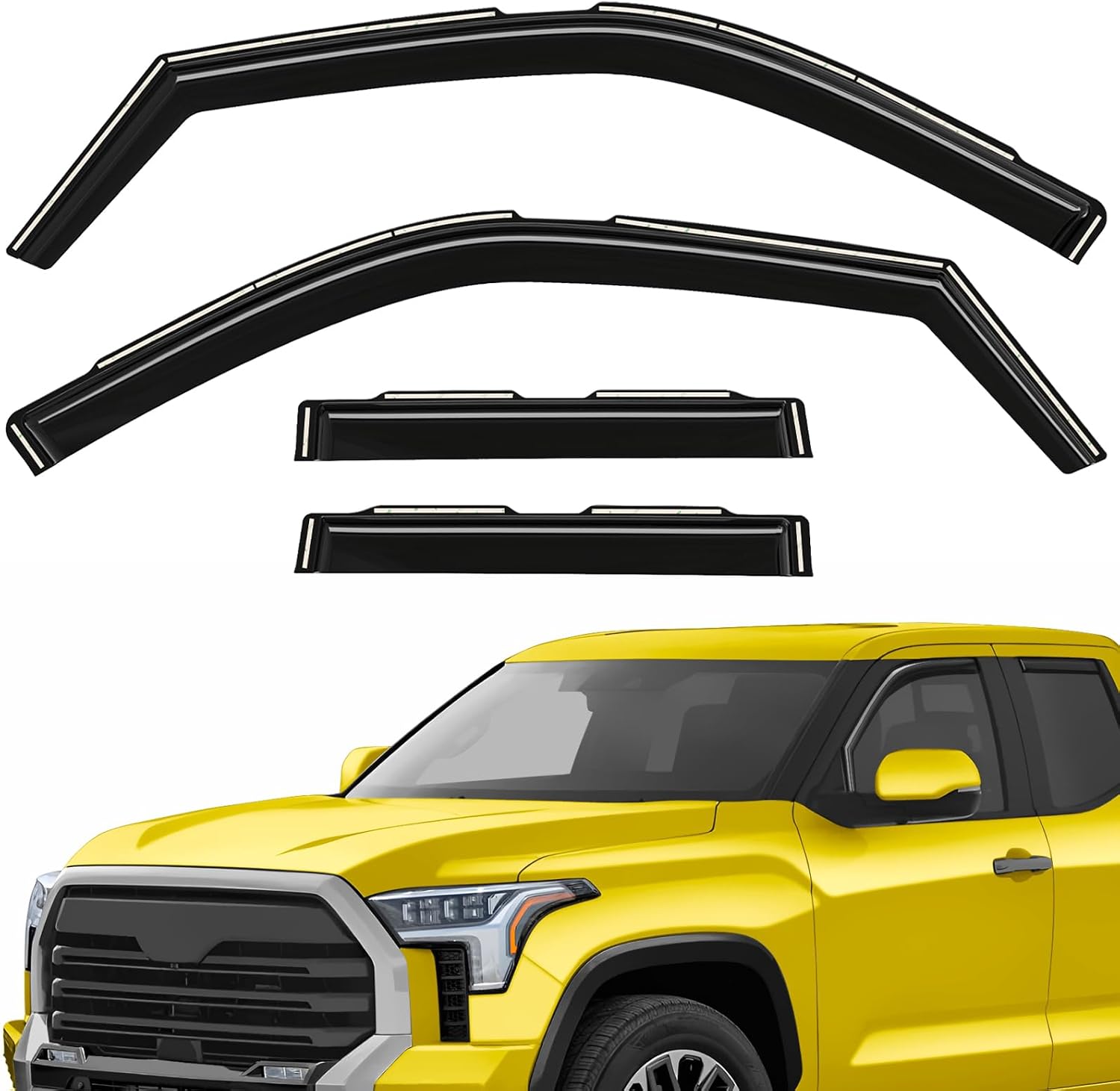 Extra Durable Window Deflectors in-Channel Window Visors Rain Guards Fit for Toyota Tundra 2022-2026 Double Cab, Sun Visors, Wind Vent for Shades, Exterior Car Accessories - 4pcs. AG0272