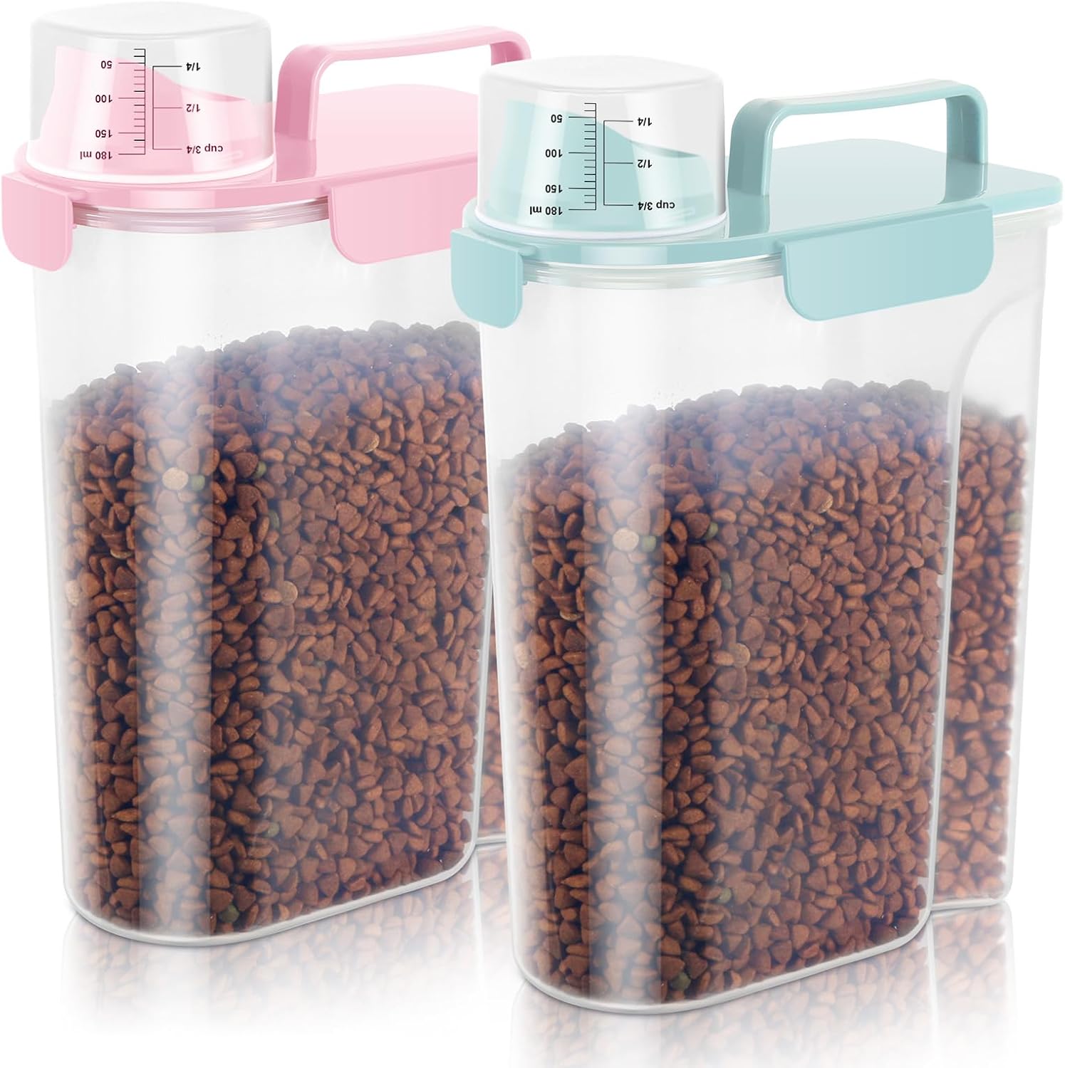 5-7Lbs Airtight Cat Dog Food Storage Container Portable with Upgraded Large Spout and Cup, Plastic Pet Dispenser for Small Animal Kibble, Bird Seed