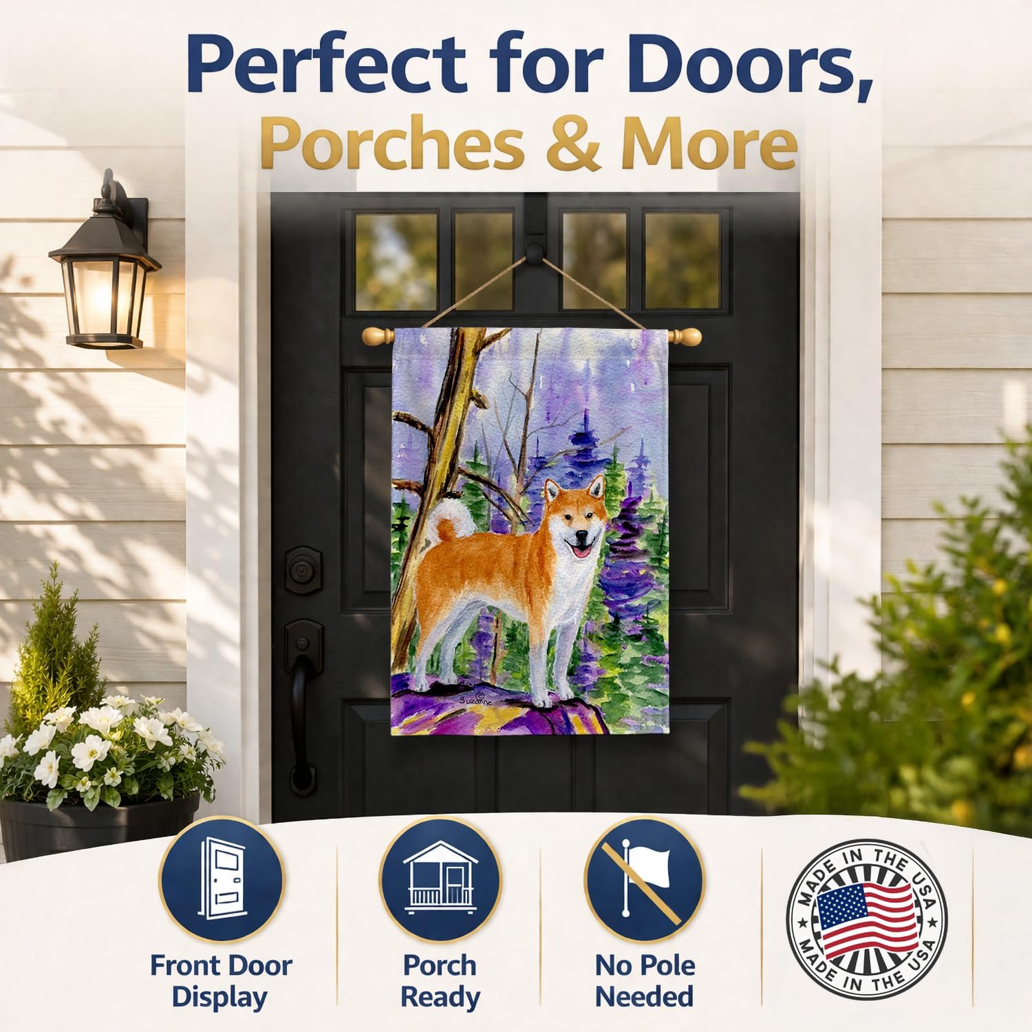 Caroline's Treasures SS8629CHF Shiba Inu Flag Canvas, Large, Multicolor