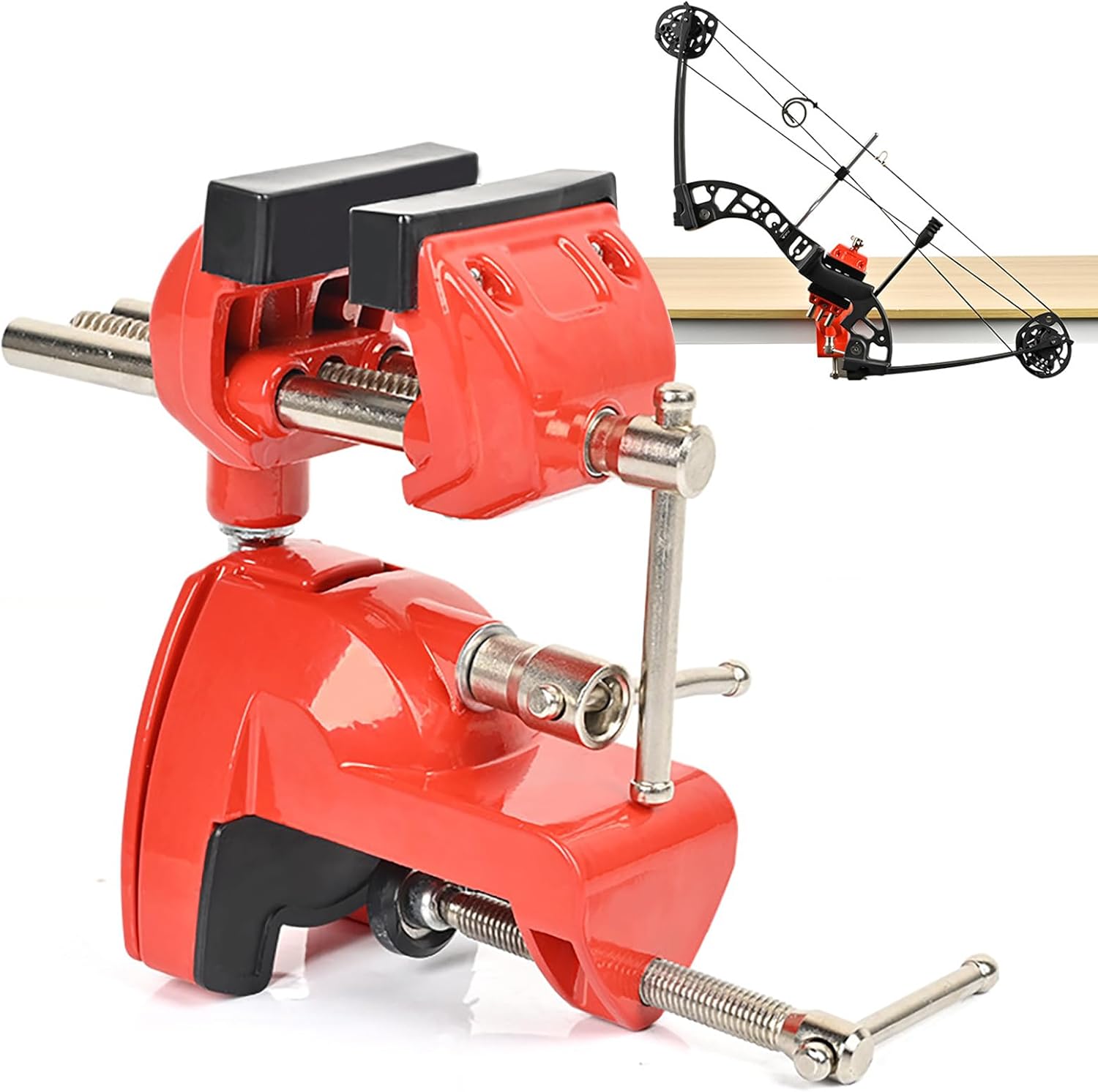 Universal Bow Vise - 360° Adjustable Professional Bow Vise for Archery Compound Bow Recurve Bow Mounting Vise Bow Maintenance Tool, Red