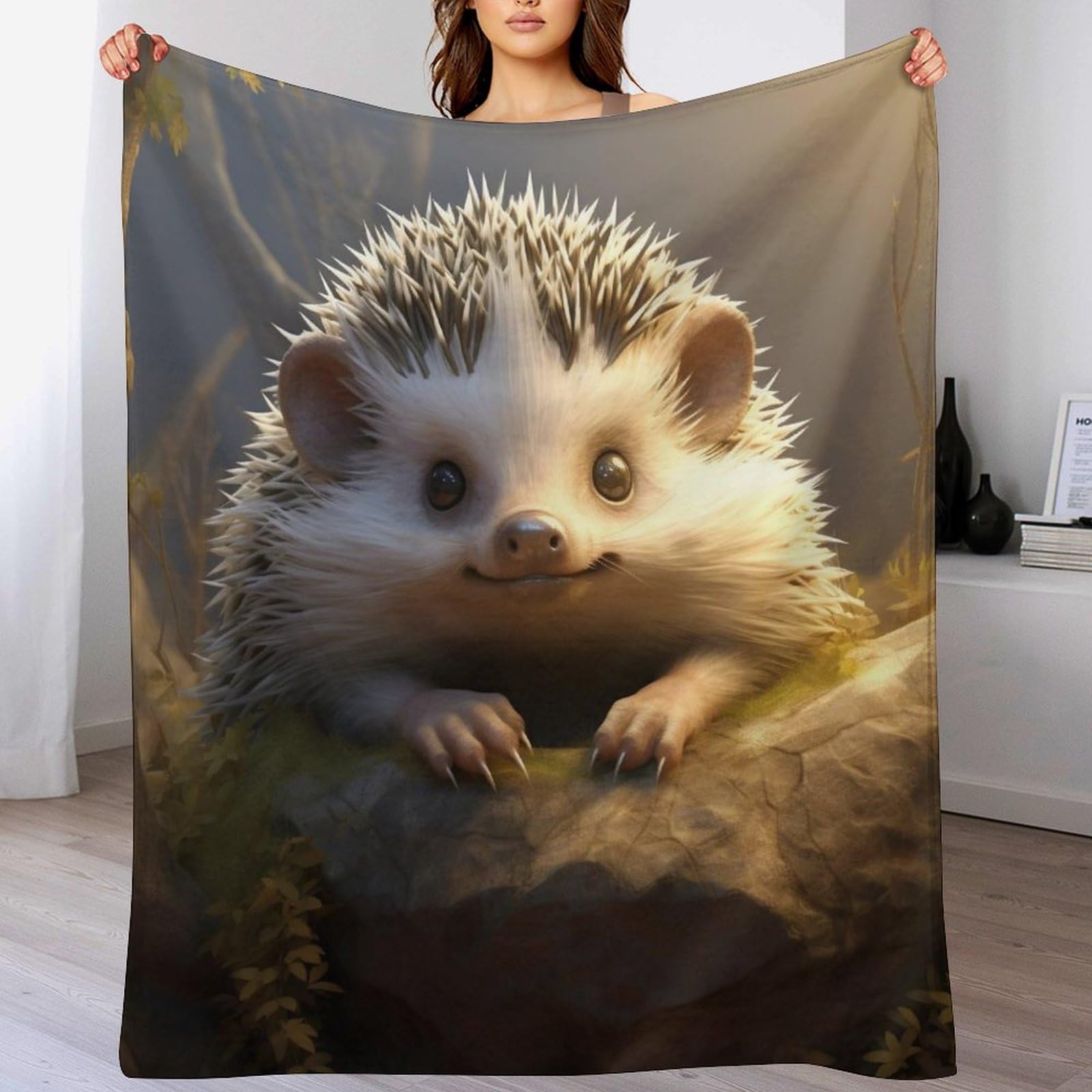 Couverture hérisson douce flannel moelleuse pour lit enfant adulte 100x130