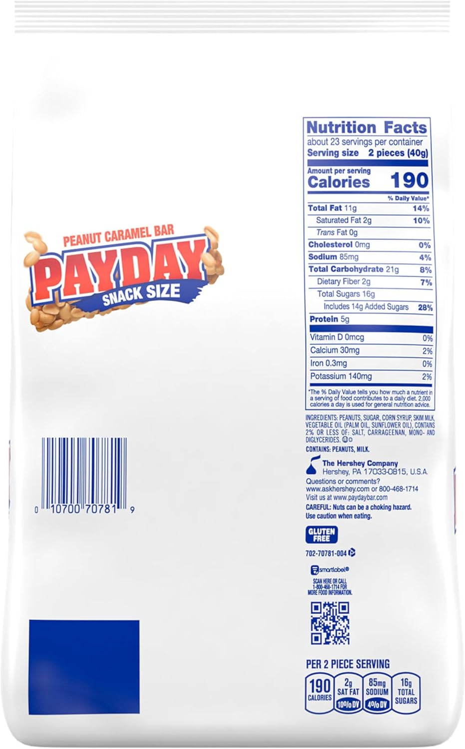 PAYDAY Peanut Carel Sna Size, Candy Bulk Bag