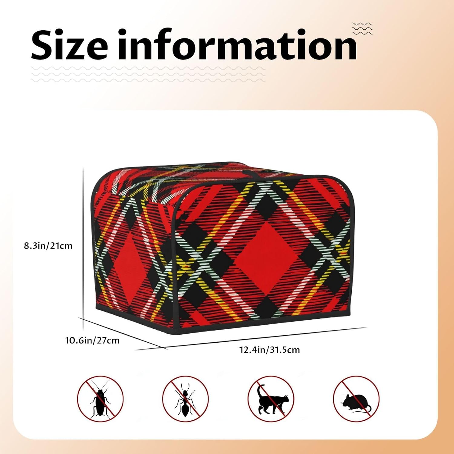 Plaid Red And Black Print 4-Slice Toaster Cover Kitchen Appliance For Bread Home Protector Daily Usability image 5