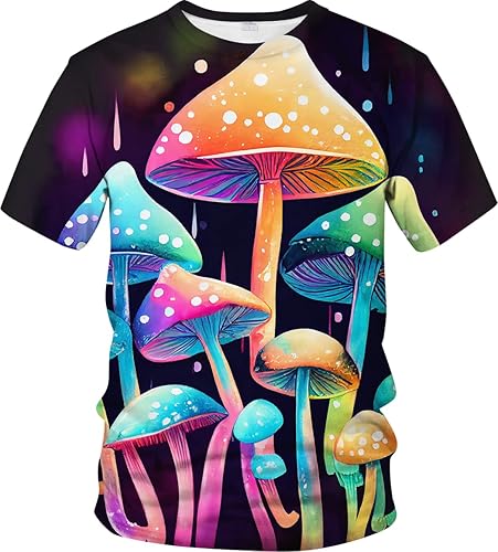 Camiseta de manga corta con forma de paraguas para hombre, diseño de hongos de la familia de hongos