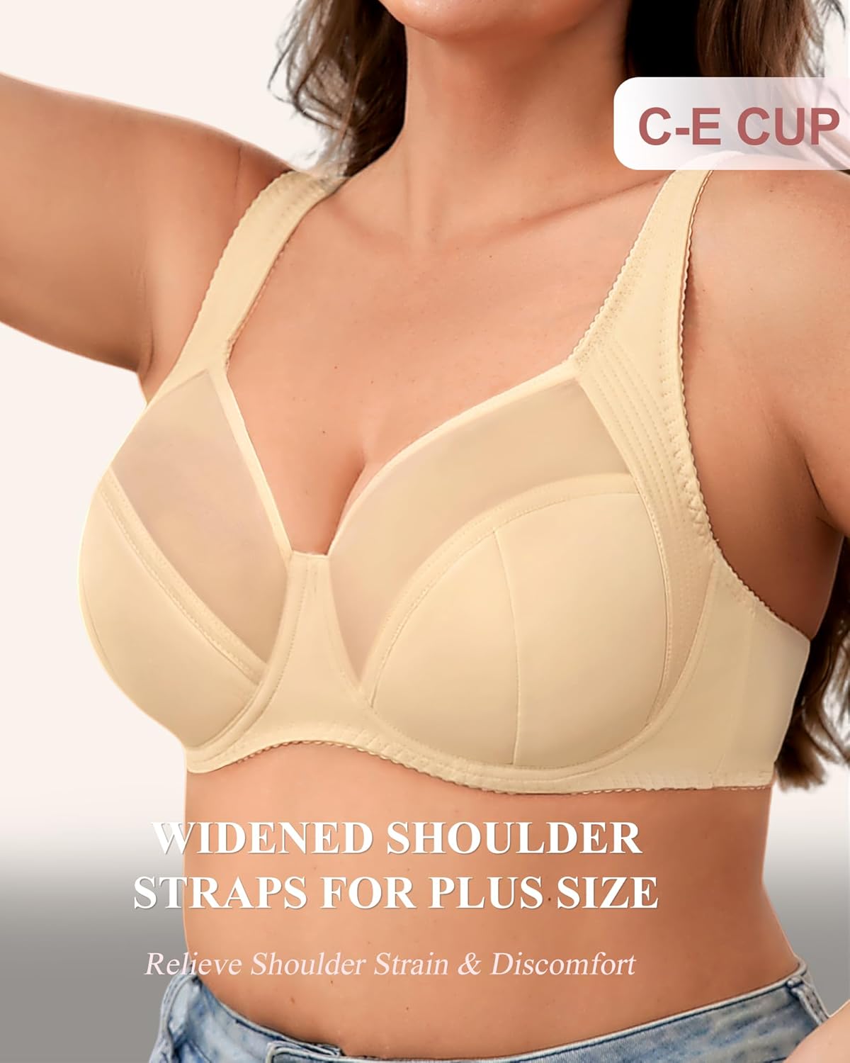 Minimizer Bra for Women, Full Coverage Bras with Underwire, Plus Size Mesh Bralettes for Large Breasts - Image 2