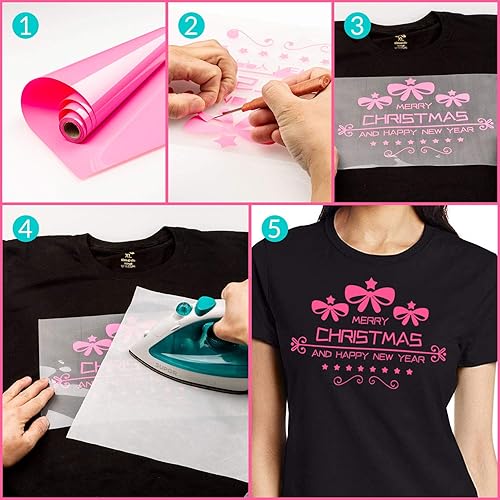 Vista 135 de HTV - Rollos de vinilo de transferencia de calor negro de 12 pulgadas por 8 pies, rollo en rollo para planchar en camisetas, fácil de cortar