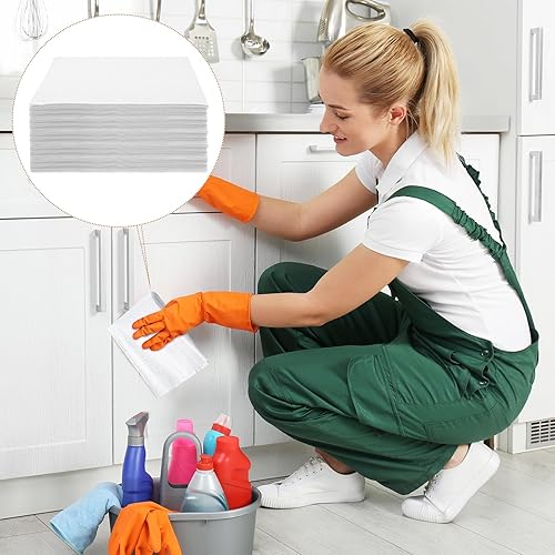 Miniatura 6 de Tranqun 100 paños de limpieza de microfibra desechables a granel de 12 x 12 pulgadas, paños sin pelusas, no abrasivos, trapos de limpieza de