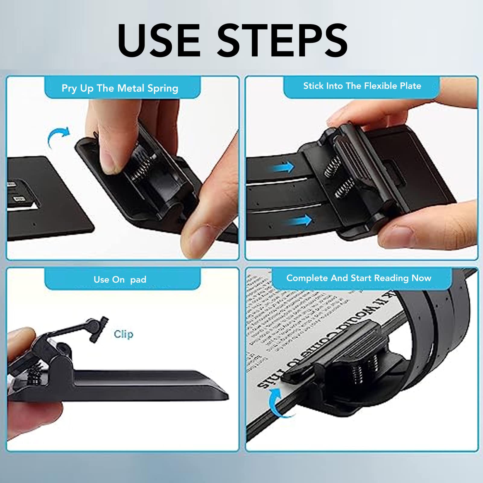 Book Reading Light, Clip Book Read Light, 3 Color Temperature USB Cable Stepless Dimming Reading Lamp for Bedroom