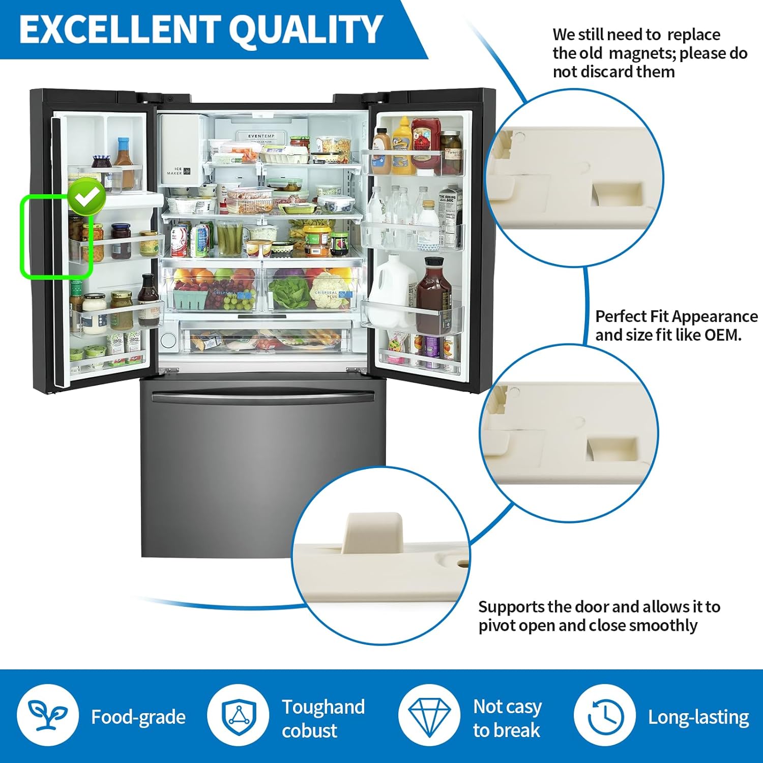 241779802 241779801 Refrigerator Hinge Compatible with Frigidaire Crosley Electrolux Kenmore, 241779802 Flapper Door Center Hinge Replace 7241779801 AP6261464 4582790 PS12364145
