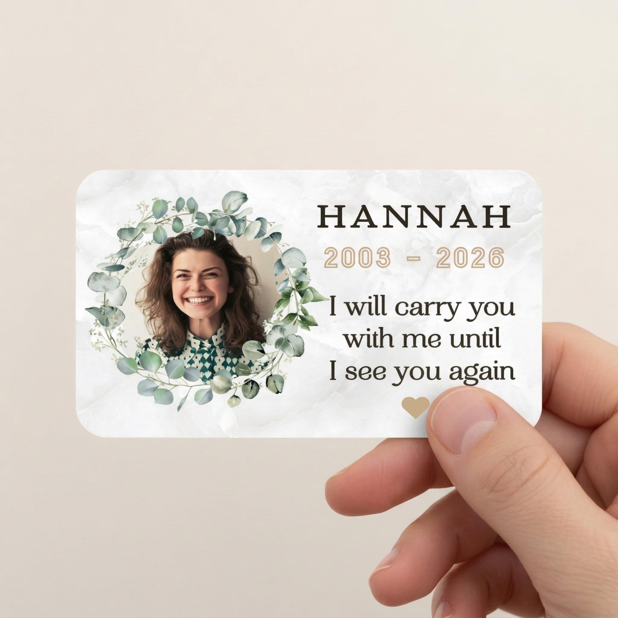 Daughter Memorial Gift - Personalised Memorial Wallet Card with Photo Name & Dates - In Loving Memory Remembrance Keepsake - Sympathy Bereavement Gift Loss of a Daughter