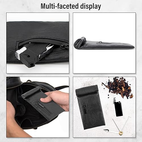 Miniatura 5 de SPIPER Bolsa a prueba de olores, bolsas a prueba de olores, bolsa de cuero para tabaco de 8.3 x 3.1 pulgadas, bolsa impermeable a prueba de olores,