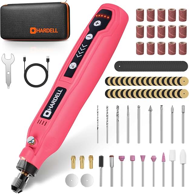HARDELL Mini Cordless Rotary Tool, 5-Speed 3.7V Rechargeable Rotary Tool...