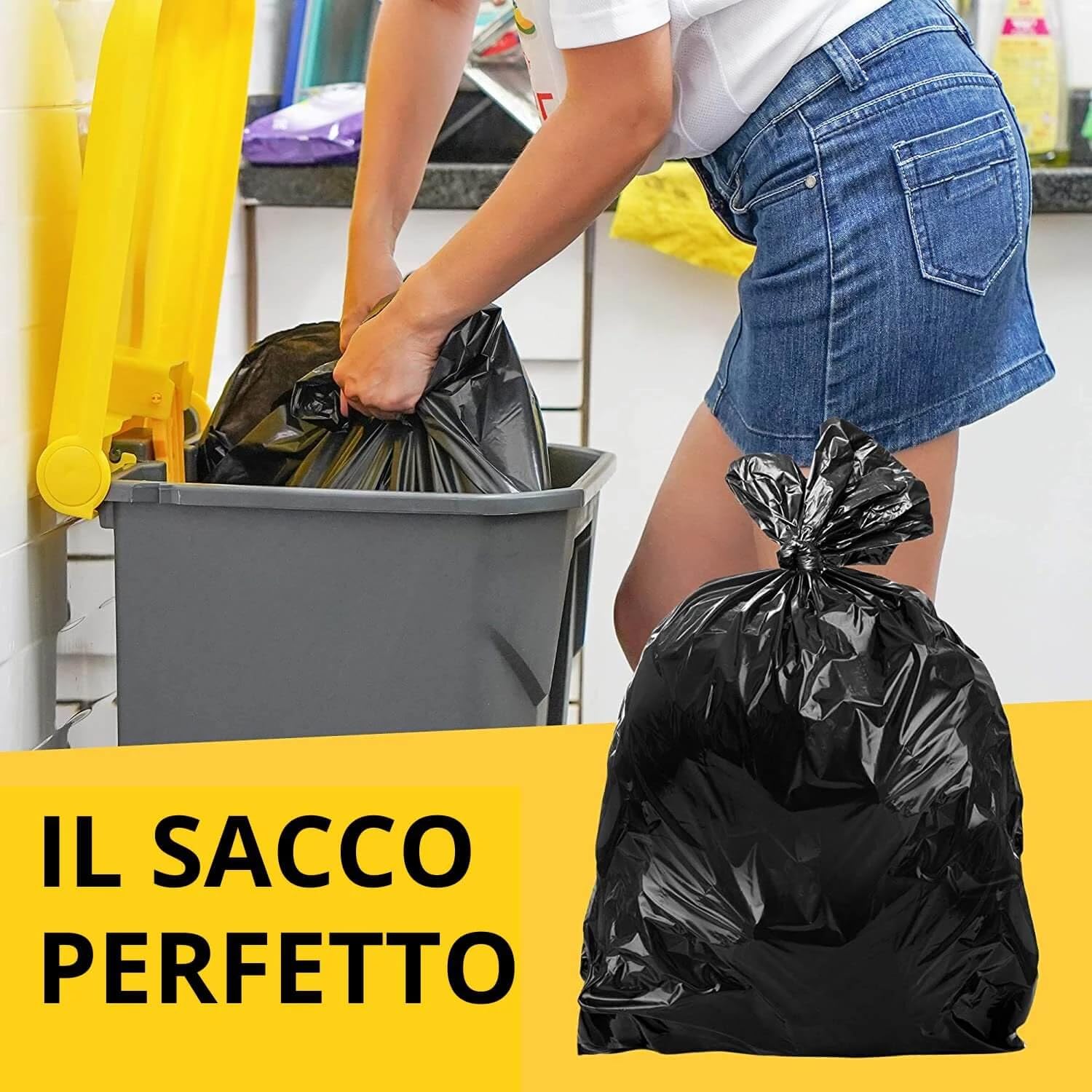 250 Sacchi Neri Nettezza Immondizia Pattume | 80x110cm | 85 gr. 120 Litri | 25 Rotoli da 10 Unità | Resistenti, Ecologici e Conformi alle Normative, Made in Italy