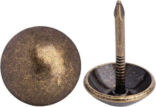 7/16 Inch No Pattern Antique Brass Upholstery Tacks, 120Pcs Furniture Decorative Heavy Duty Tacks, Upholstery Pins Nails for Sofa, Headboard, Bed, Chair, Jewelry Box and DIY Project
