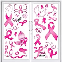 Vista 1 de Whaline 9 hojas de calcomanías para ventana de concientización sobre el cáncer de mama, cinta rosa, calcomanías decorativas de PVC para ventana