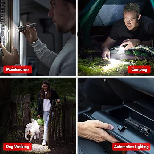 Miniatura 5 de KELME Paquete de 3 linternas de alto lúmenes, potentes linternas tácticas con 5 modos, linterna LED pequeña con zoom, luz de flash de mano