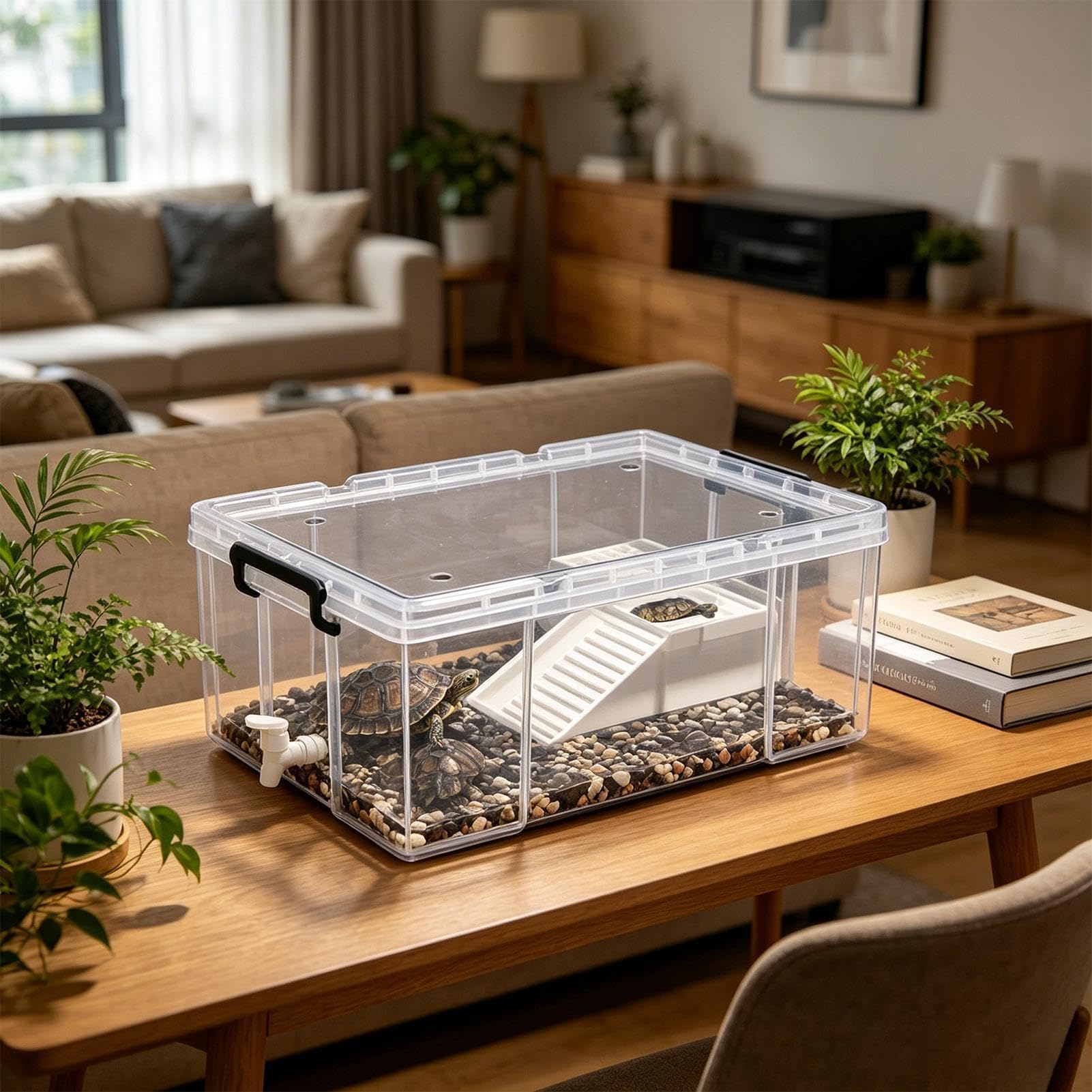 Hábitat para Tortugas Terrario De Descanso Transparente Para Tortugas | Tanque Espacioso Para Tortugas Apto Para Dormitorio Salón Apartamento Hogar Residencia Universitaria Oficina Aula