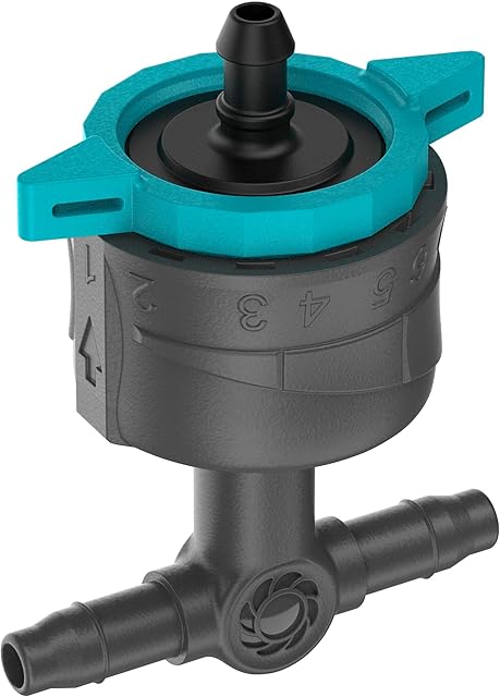 Gardena system Micro-Drip regulowany kroplownik rzędowy 1 do 8 l/h, regulacja ciśnienia: Do roślin z różnym zapotrzebowaniem na wodę, prosta technika połączeniowa (13314-20)