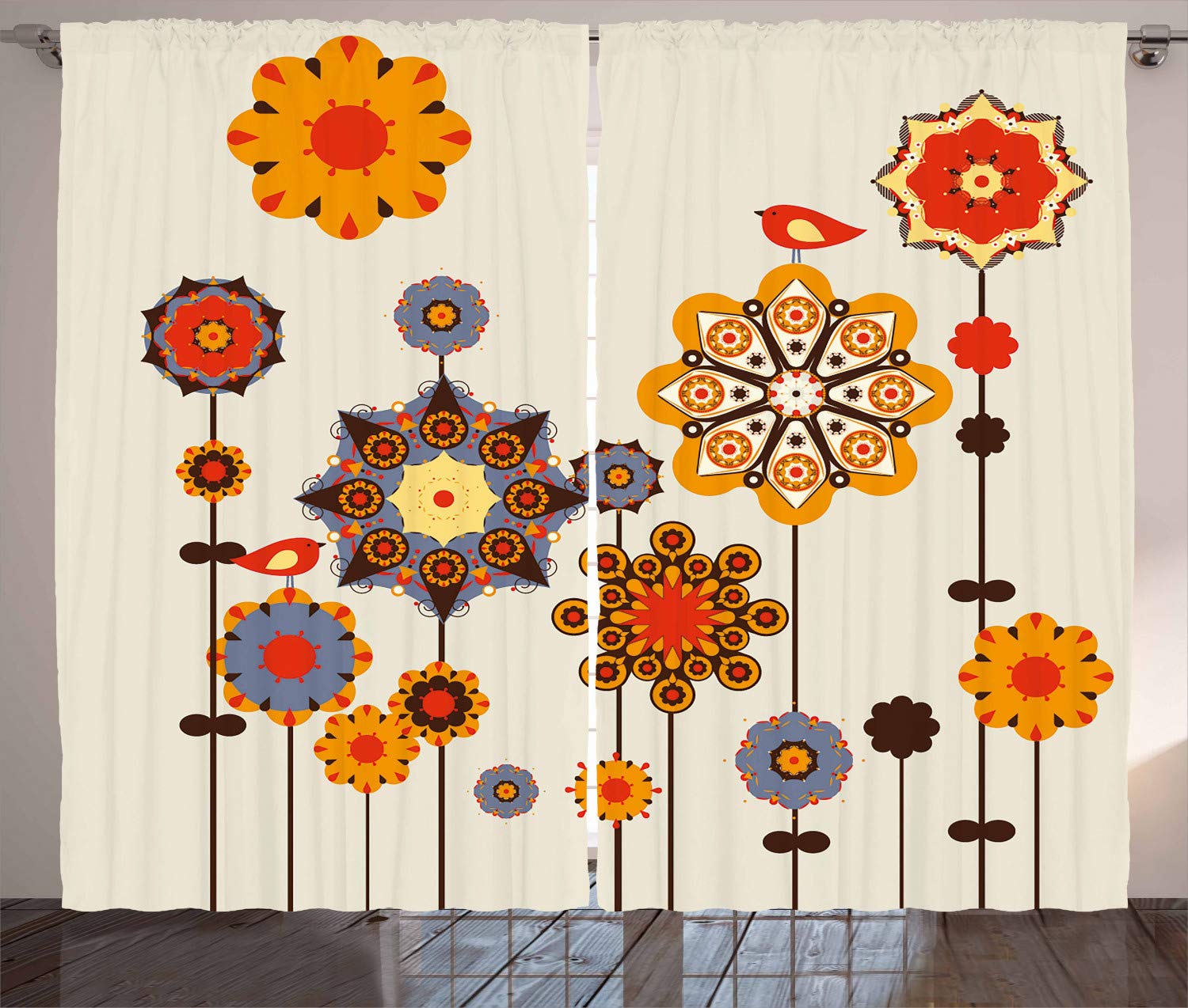ABAKUHAUS Mandala Tenda a Pannello Set di 2, Circles