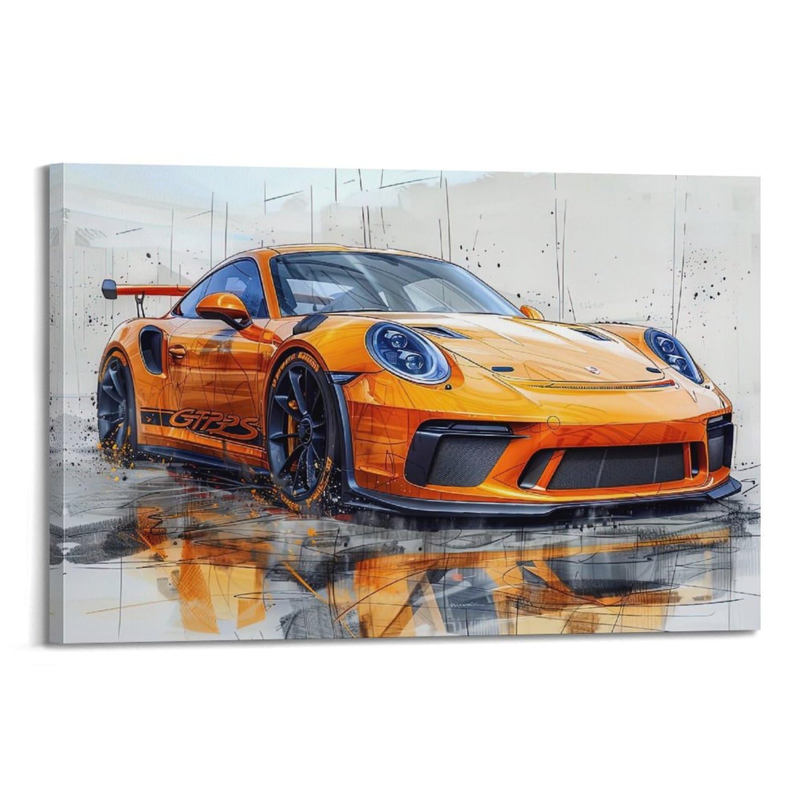 OKAHYS 911 GT3 RS Supercar Design Artwork Poster 991.2 Sports Racing Car Decorative Painting Canvas Wall Artworks Picture 08x12inch(20x30cm)