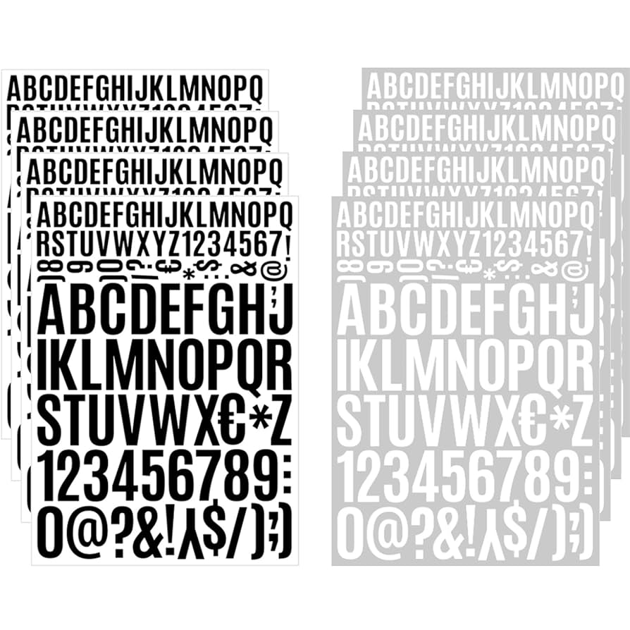 Amazon.co.jp: アルファベット 数字 シール 8枚セット 2と4cm 黒