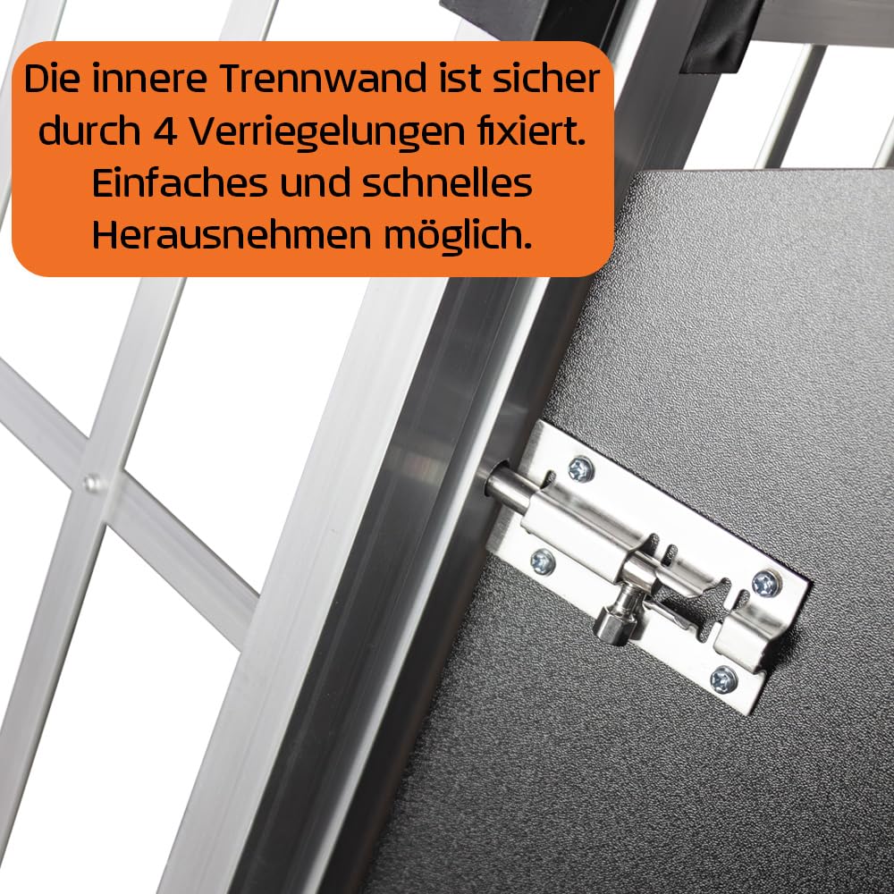 Petigi Hundebox Hundetransportbox Auto Alu Hunde Transportbox Aluminium Kofferraum Transport Box für Hund Dog Autobox 89 x 69 x 50 cm Haustier Käfig