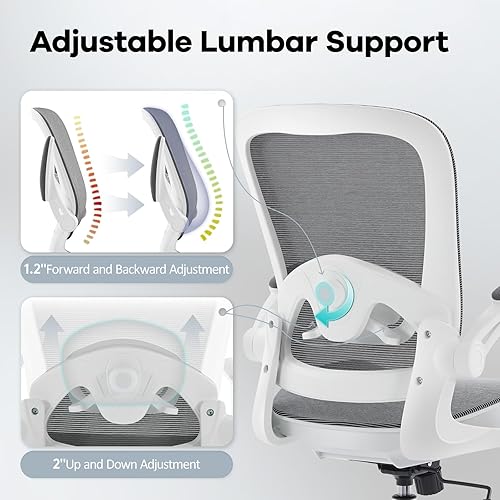 Miniatura 3 de Silla de oficina, asiento de malla, silla de escritorio ergonómica con soporte lumbar ajustable, respaldo alto para computadora Chai r con