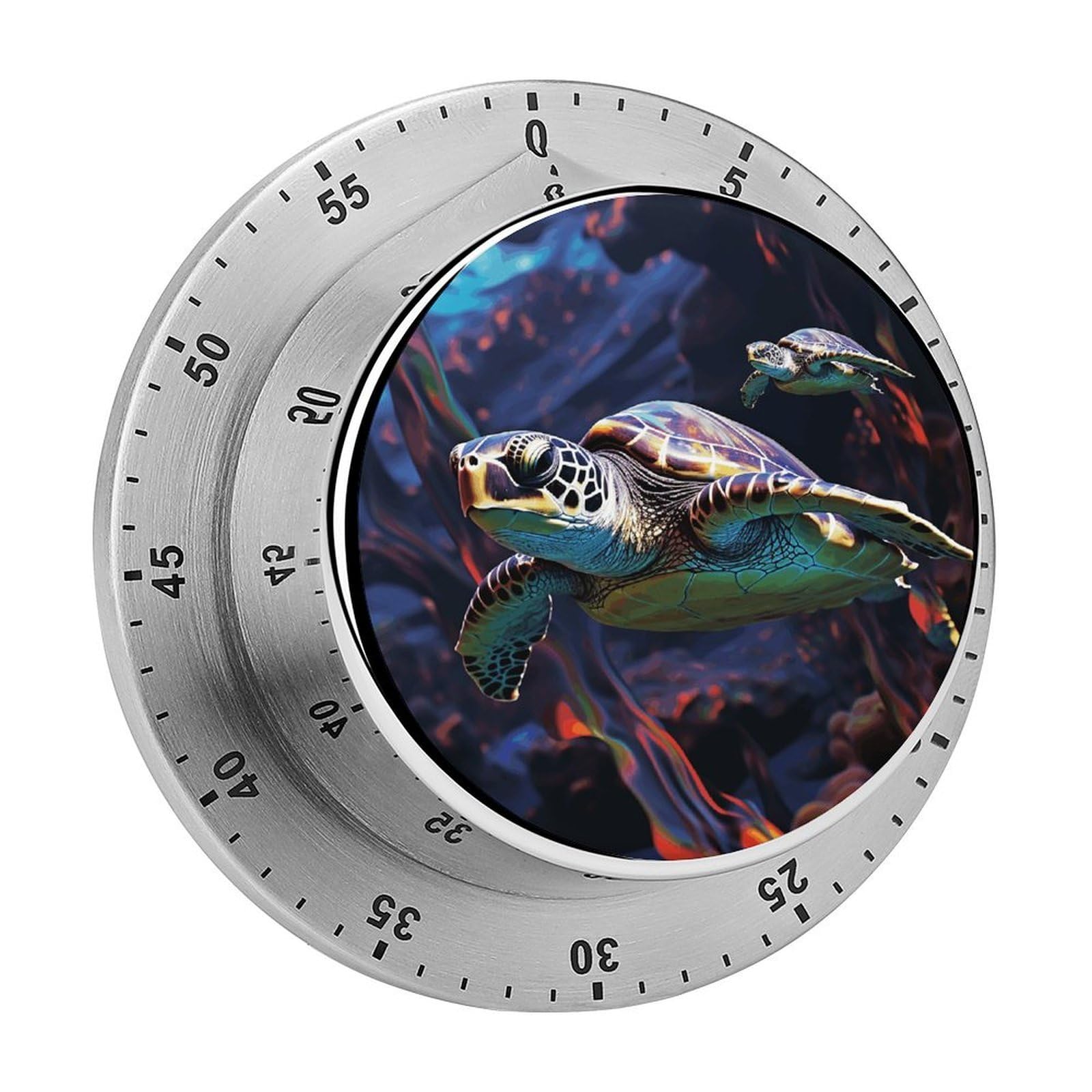 Temporizador de cocina magnético con diseño de tortuga marina tropical y alarma sonora de 60 min