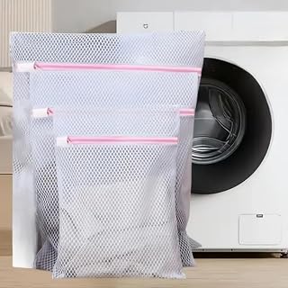 3Pcs Fine Mesh Laundry Bags for Delicates – Durable Zipper Wash Bags in Multiple Sizes for Lingerie, Sweaters & Travel (1 Large, 1 Medium, 1 Small)
