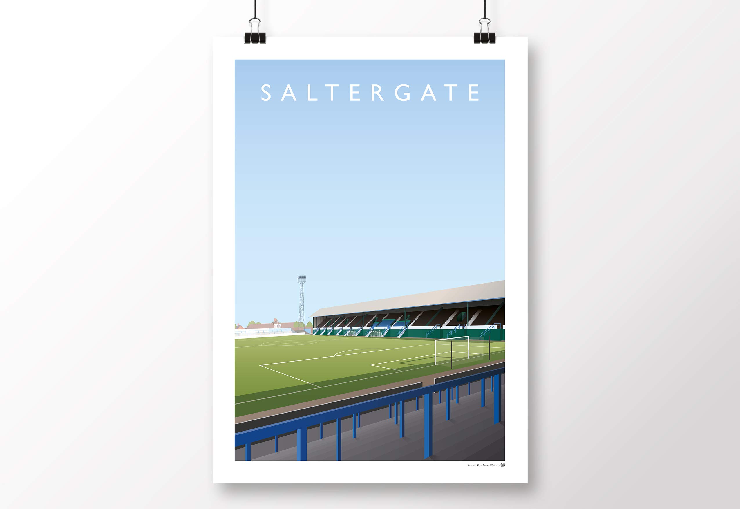 Affiche Saltergate Park Stadium A3 illustration artistique de collection premium