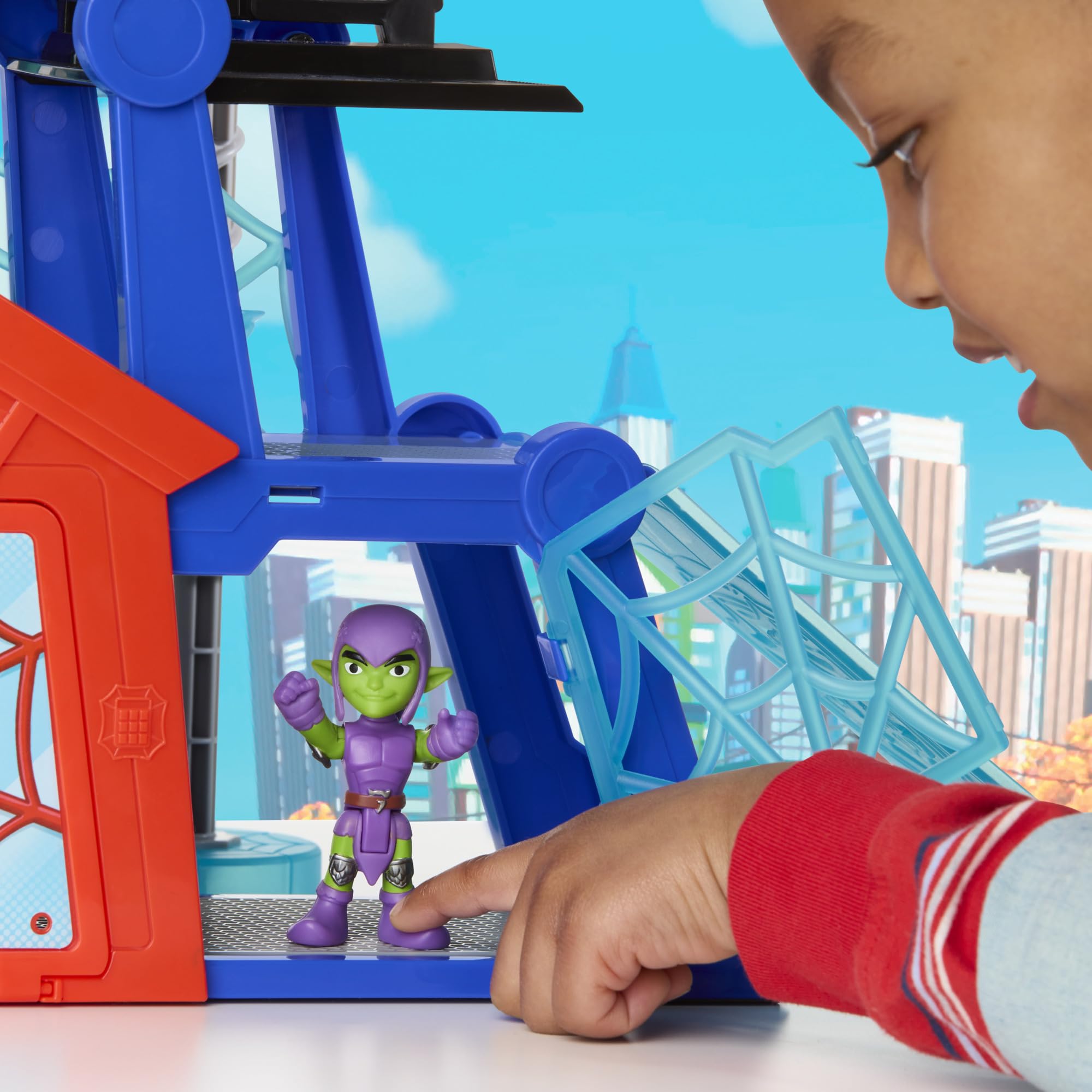 Marvel Spidey and His Amazing Friends, Rescue-Webs, Aracnocuartel, Set de Juego con Figuras de 7,6 cm y vehículo de Juguete, Juguetes de superhéroes para niños pequeños, Edad: A Partir de 3 años