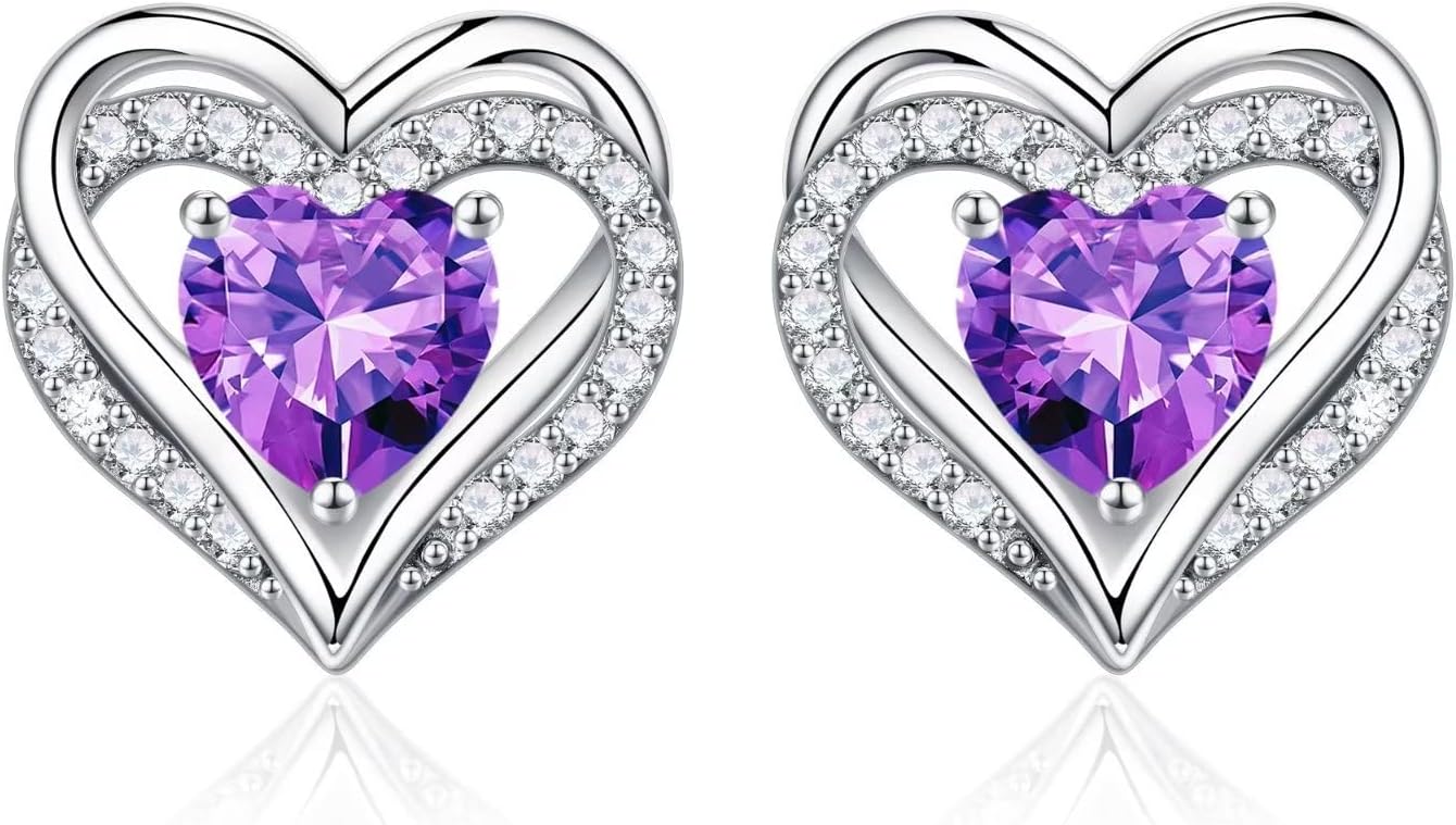 Iefil Valentine Day Gifts for Her - 925 Sterling Silver Heart Stud Earrings Birthday Gifts for Women