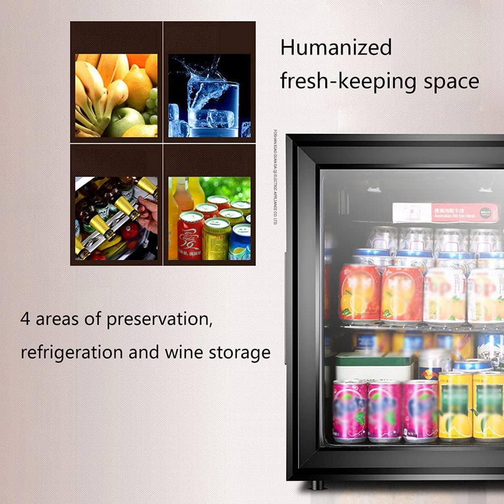 48L Wine Cooler/Beverage Refrigerator Small Mini Wine Cellar Constant Temperature + Slightly Frozen Double-Layer Vacuum Tempered Glass Black