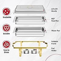 Vista 3 de IMACONE Juegos de Recipientes Calentadores de Buffet (Chafing Dish) de 2 Piezas, 8 Cuartos de Galón de Acero Inoxidable Rectangulares Chafers