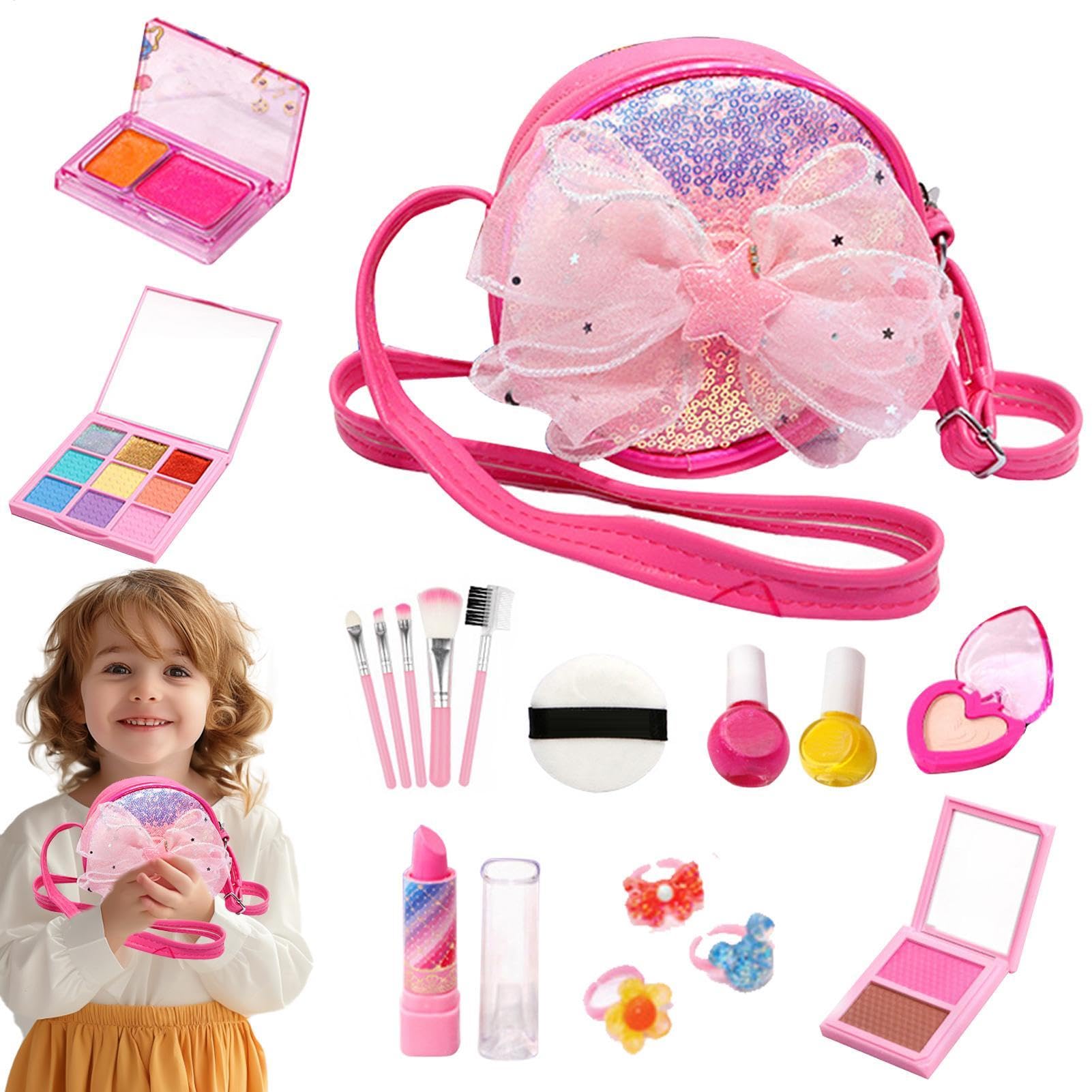 Kit di trucco giocattolo finto, 26 pezzi, lavabile e realistico, con | Giocattoli da trucco per ragazze, per toeletta, costumi e tempo libero