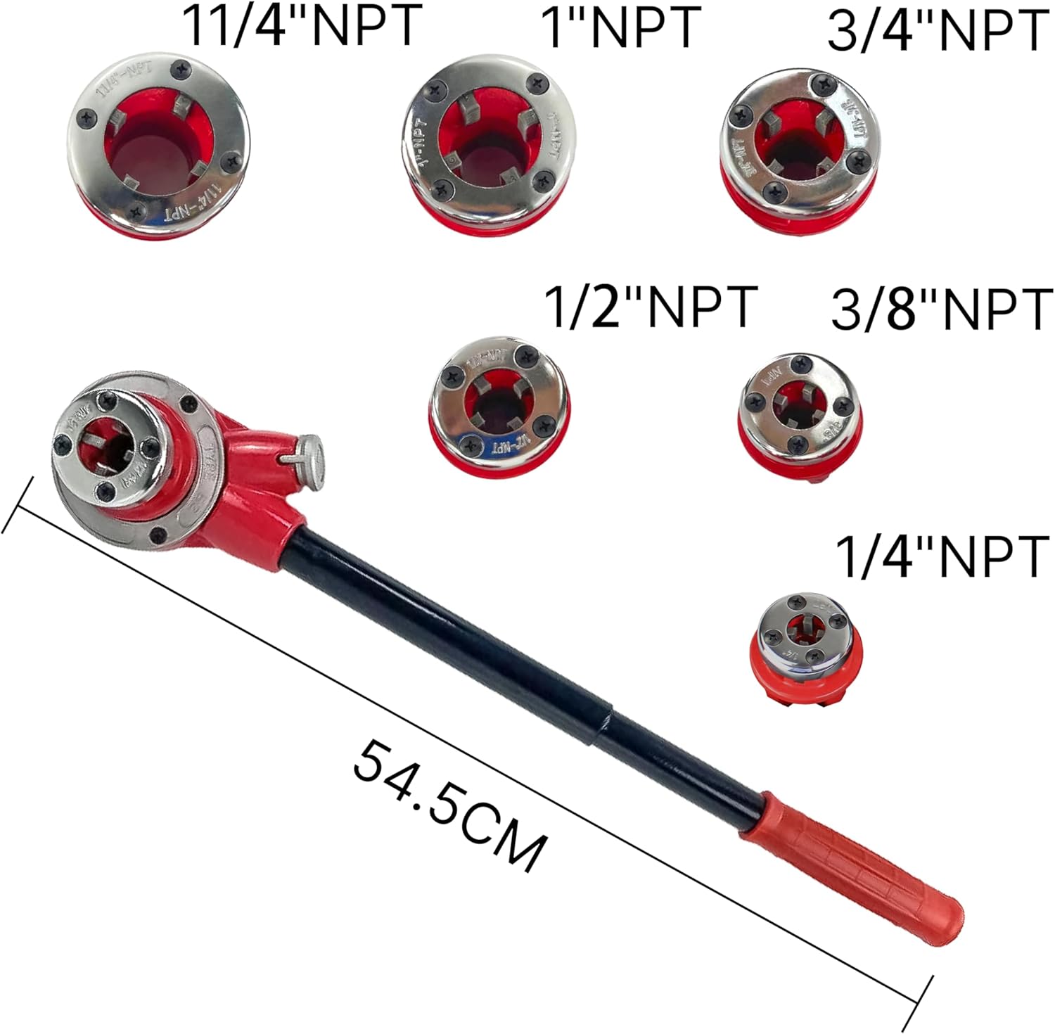 TEXALAN(R) Ratchet Pipe Threader Kit Ratcheting Pipe Threading Tool Set w/ 6 Dies 1/4", 3/8", 1/2", 3/4", 1", 11/4"