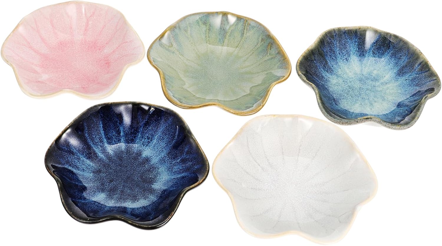 Ceramic Sauce Dishes 5pcs Lotus Leaf Plates for Home Restaurant Xmas