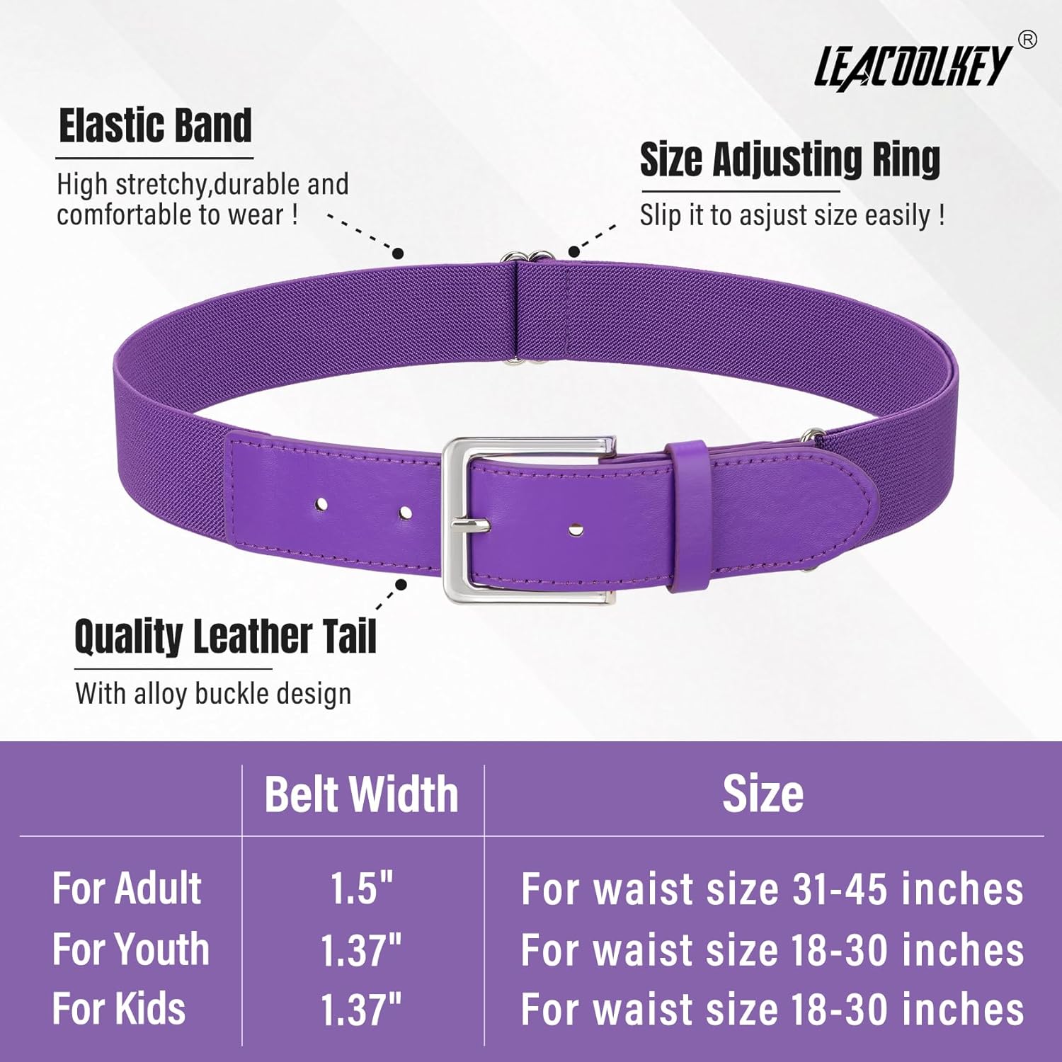 LEACOOLKEY Baseball Belt and Socks Combo Set Adjustable Softball Socks and Elastic Belt for Youth and Adult - Image 4