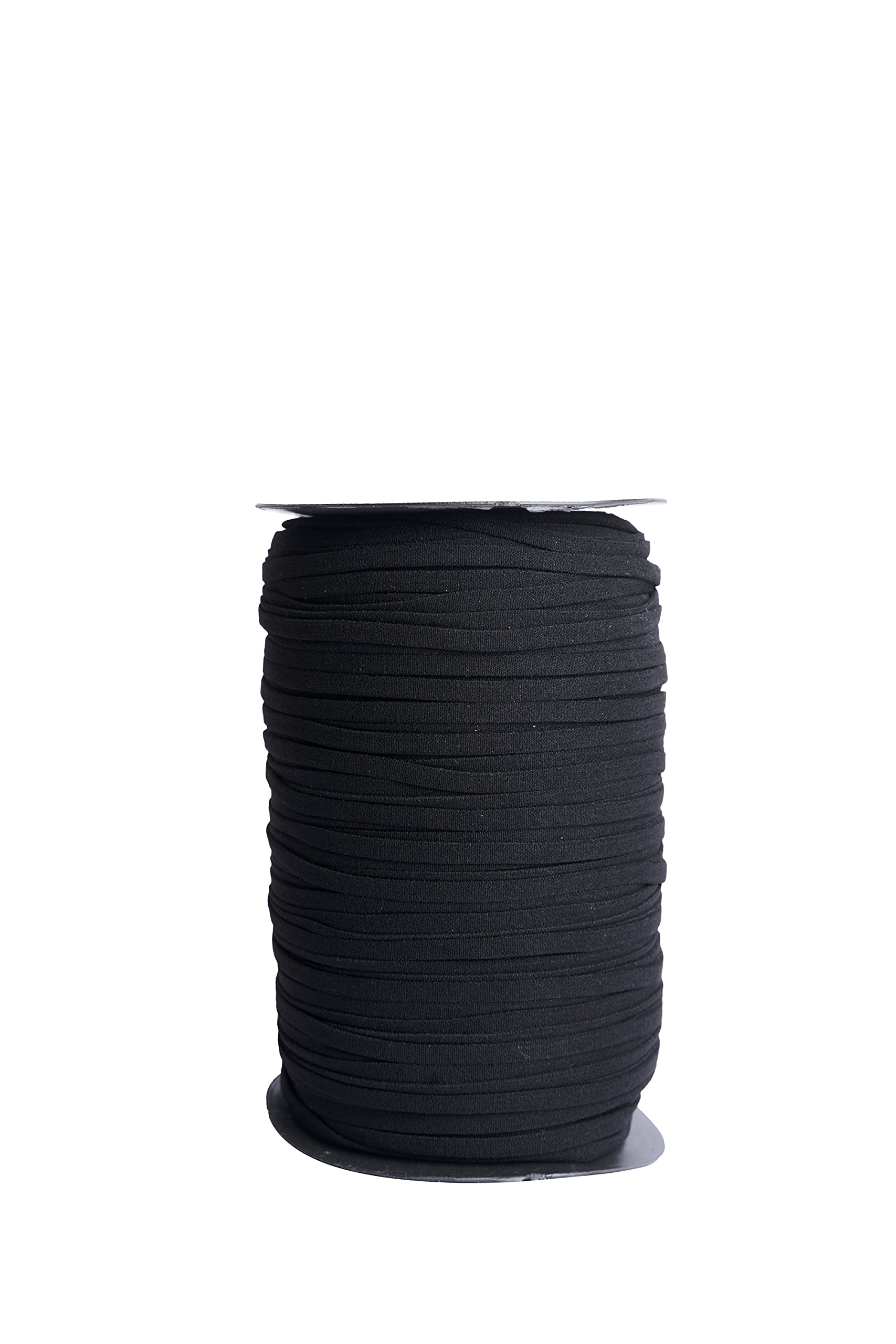Reach 0.19 Inch (5 mm) Wide, Polyester Fibre Flat Elastic for Mask Making | Knit Sewing Crafts DIY Earloop for Mask |Black Tubular Elastic 50 Meter Roll | Oeko-Tex Certified- Appendix 6